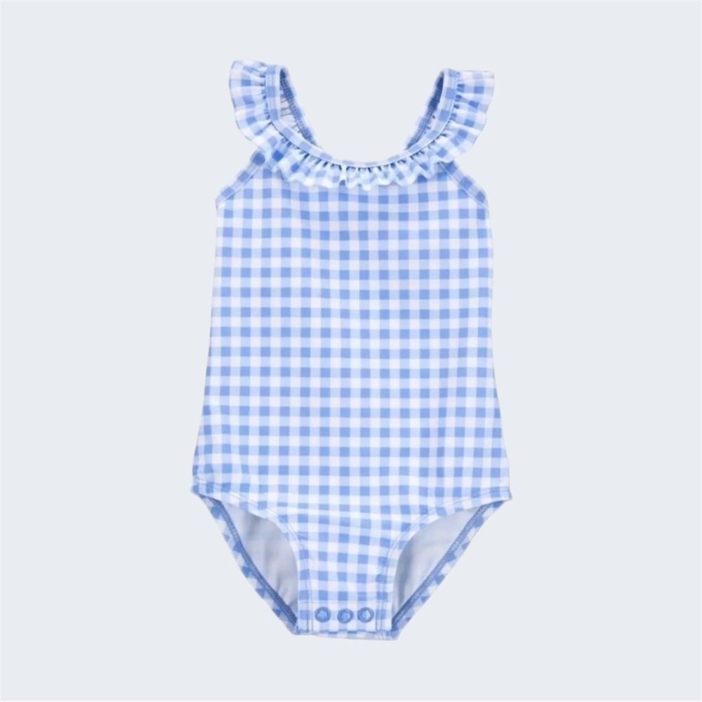 Blue Gingham Kids Swimsuit